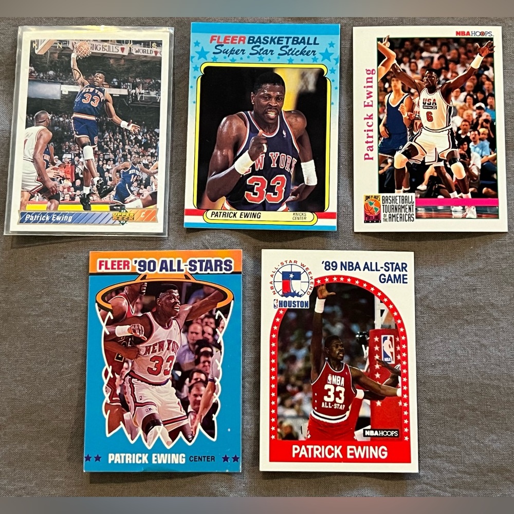 NBA HOF Patrick Ewing New York Knicks Basketball 5 Card Collection All Star